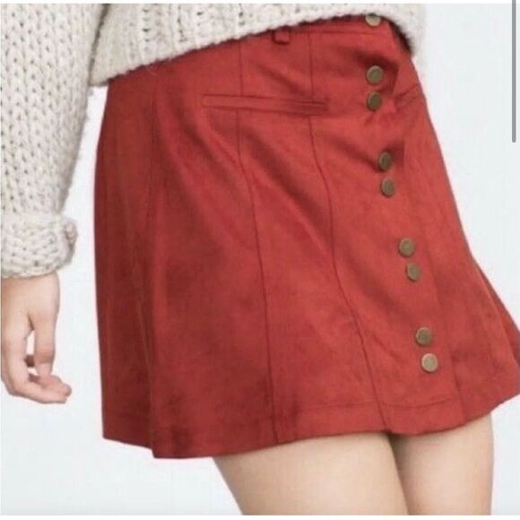 Zara Rust Red Microsuede Mini skirt Size XS - Picture 2 of 8